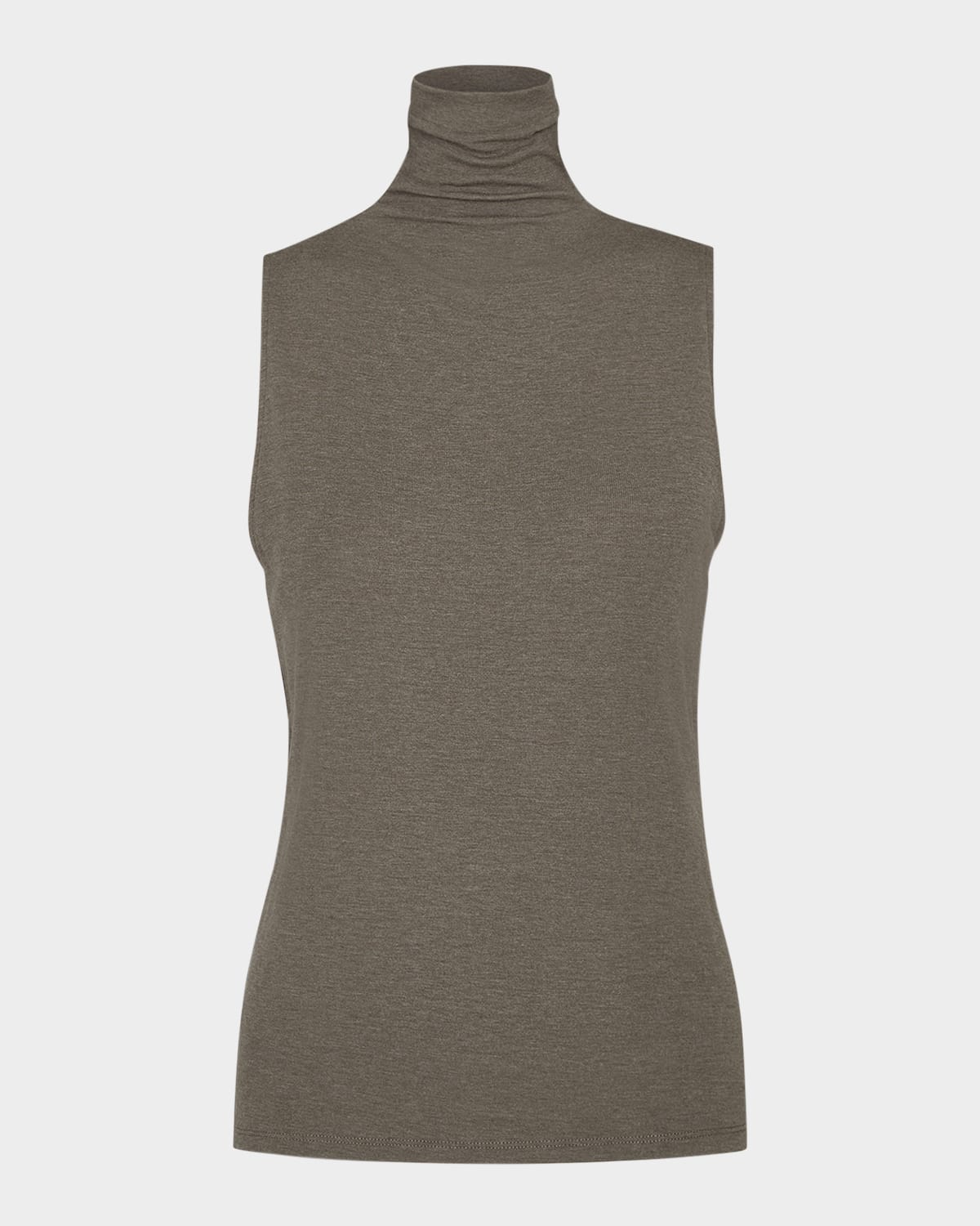 Vince Sleeveless Turtleneck Top In Brown