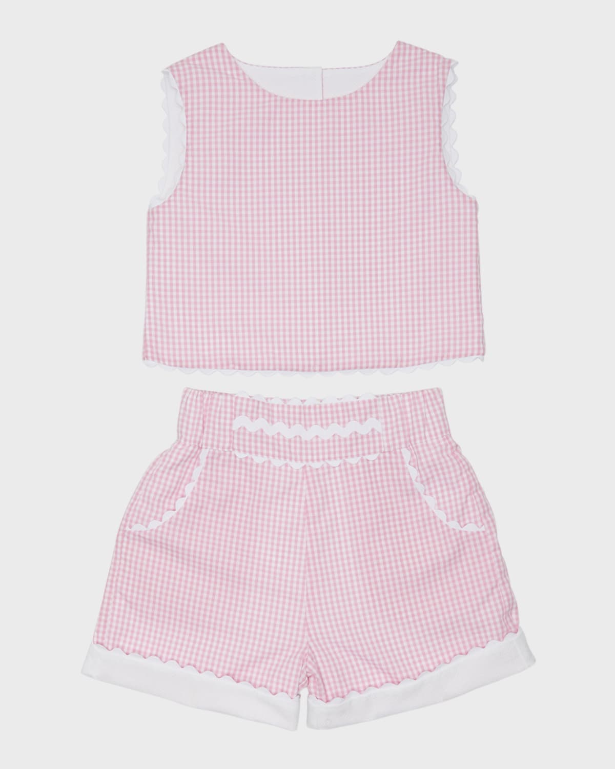 Tessa James Girl's Audrey Two-piece Gingham Set In Pink