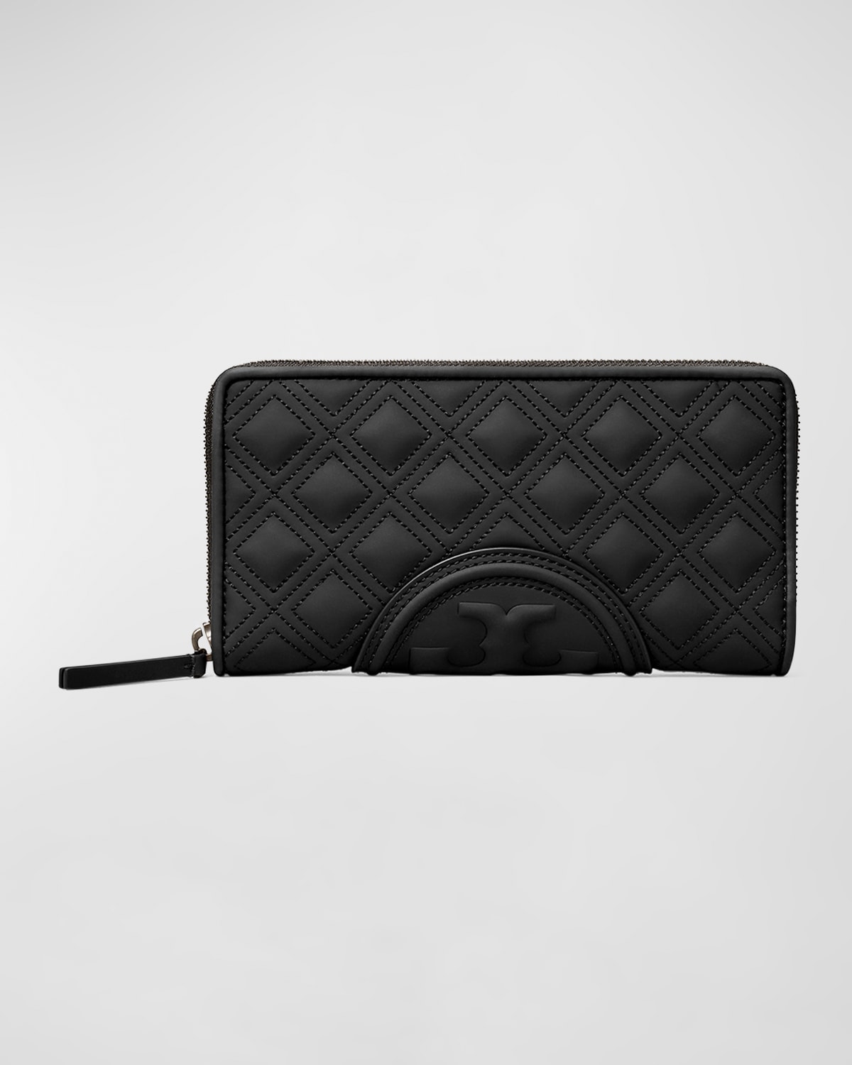 Tory Burch Fleming Zip Quilted Continental Wallet In Black