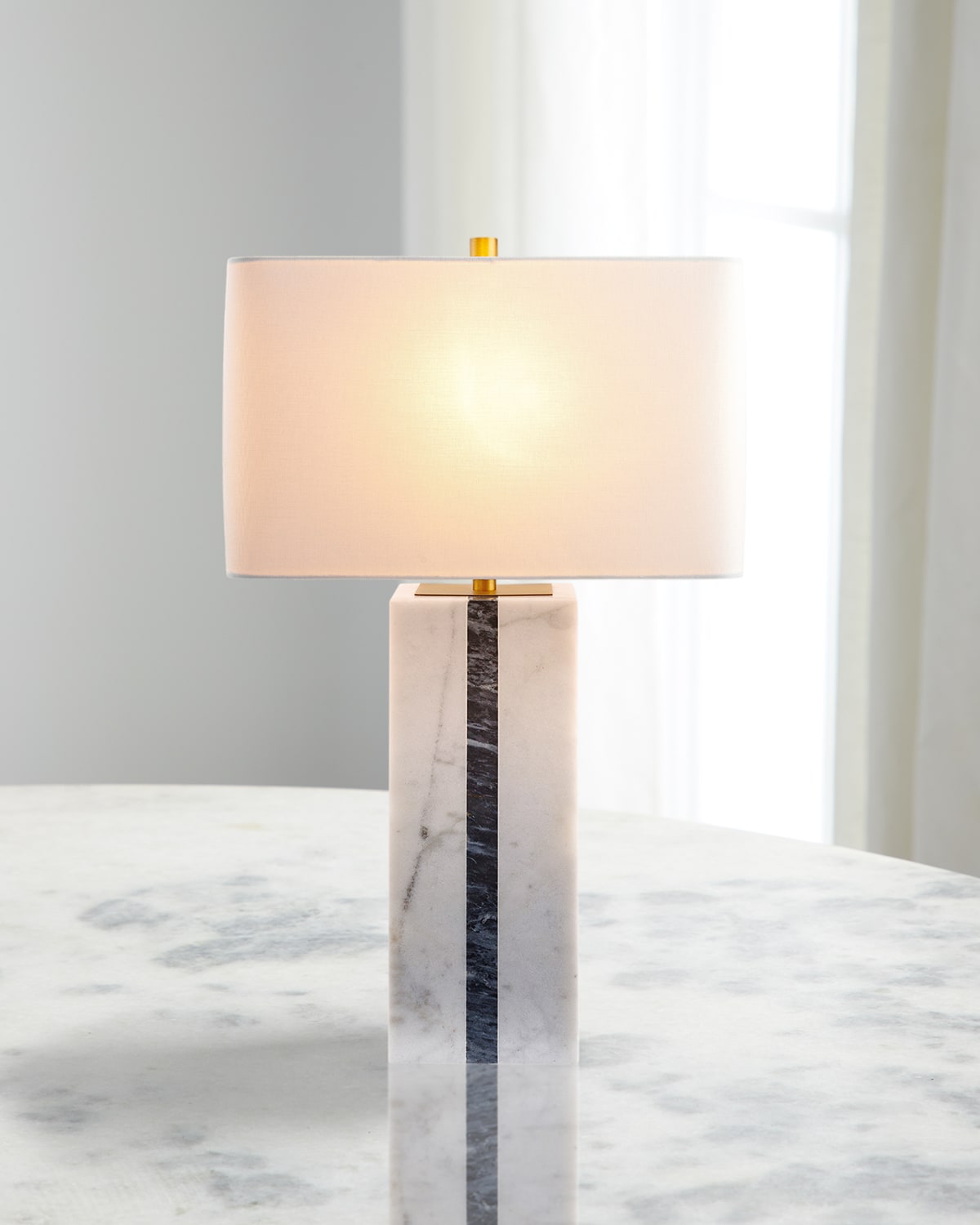 Surya Rugs Ascendia 27" Marble Table Lamp In Black/white
