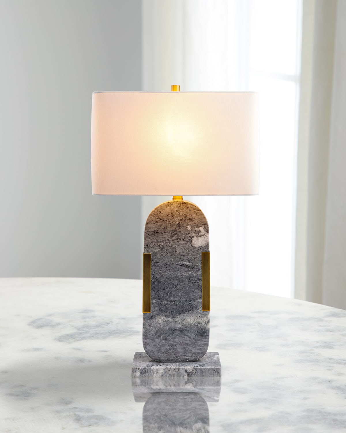 Surya Rugs Auroria 28" Marble Table Lamp In Grey