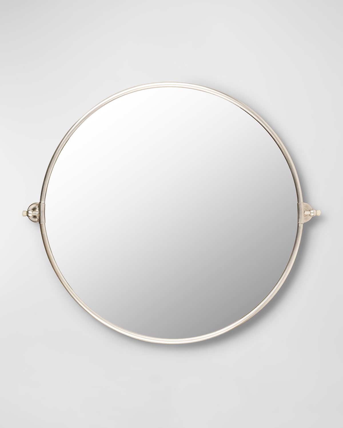 Surya Rugs Burnish Silver Round Mirror, 32" In Silver