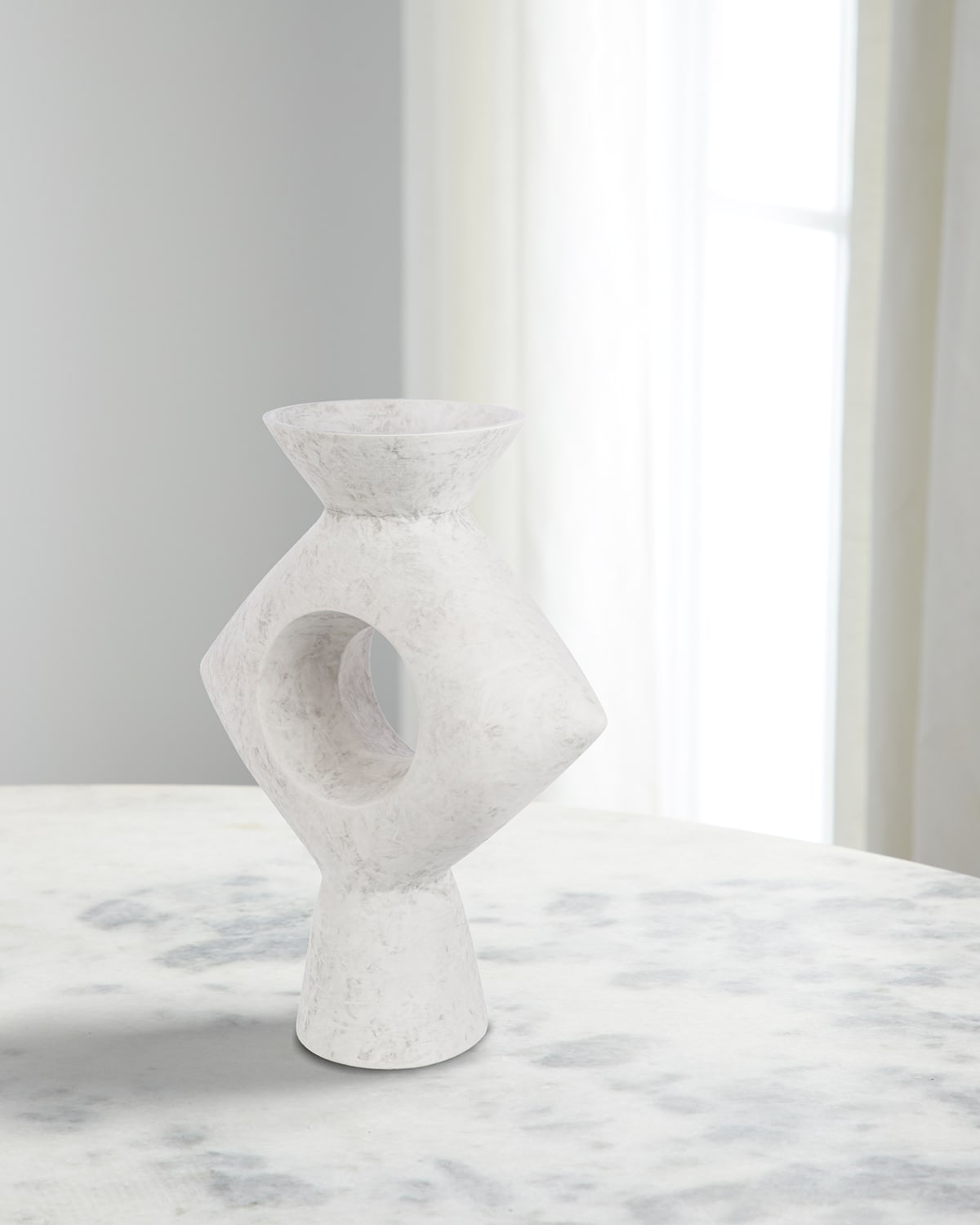 Surya Rugs Yagya 17" Ceramic Vase, White In White