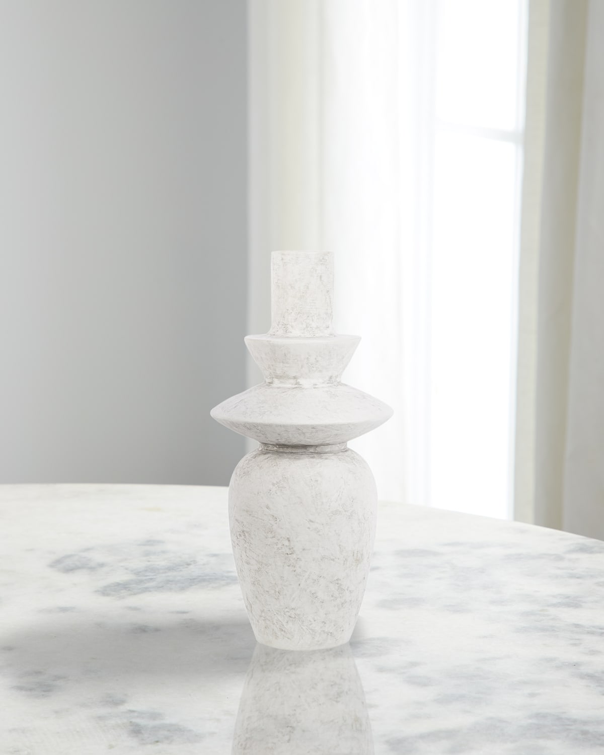 Surya Rugs Yagya 14" Ceramic Vase, White In White