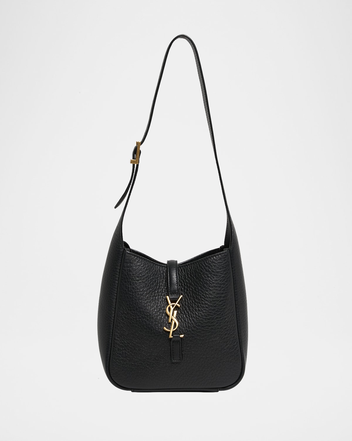 Saint Laurent Le 5 A 7 Ysl Hobo Bag In Deer Leather In Noir