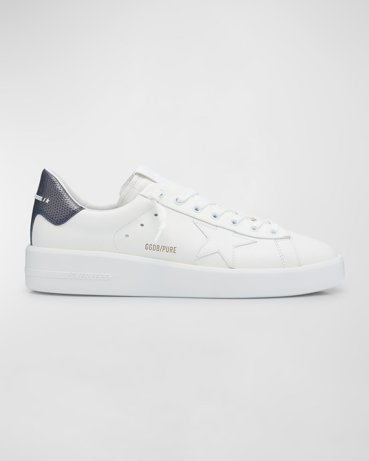 Golden Goose Mens Silver Com Pure Star Bio Logo-print Faux-leather Low-top Trainers In White/dusty Blue