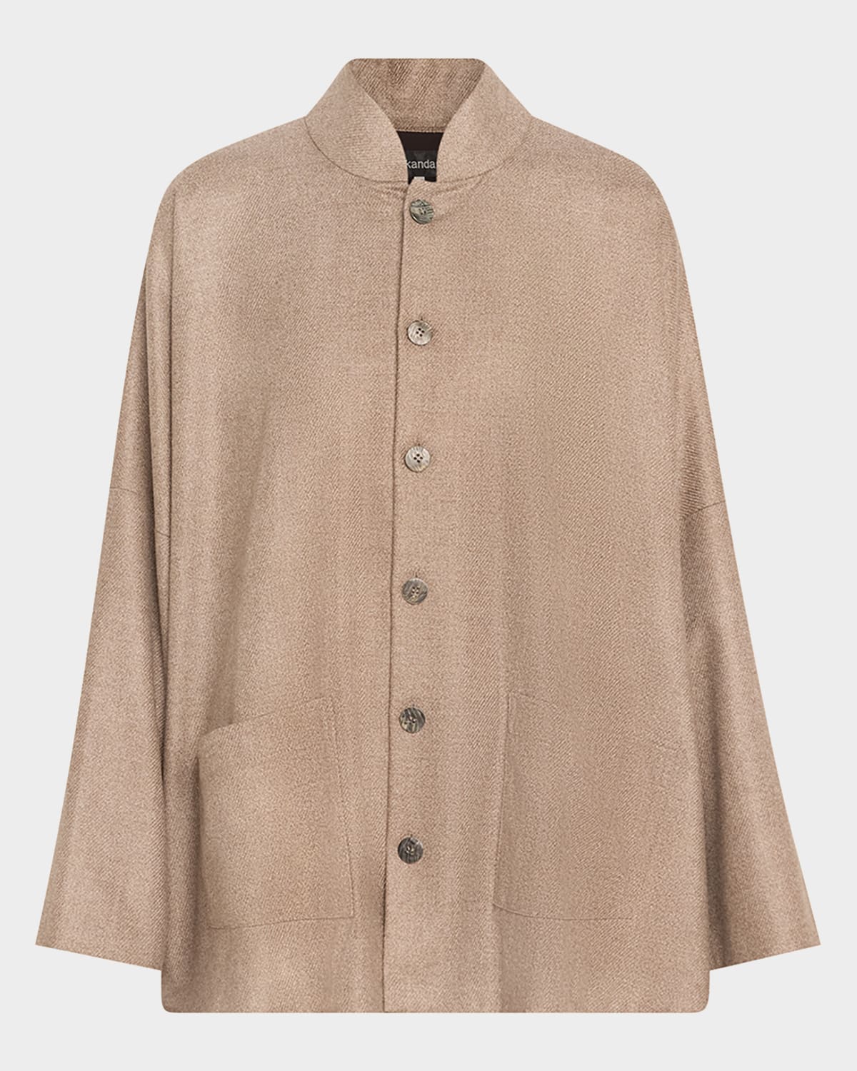 ESKANDAR BUTTON-FRONT IMPERIAL JACKET W/ CHINESE COLLAR 