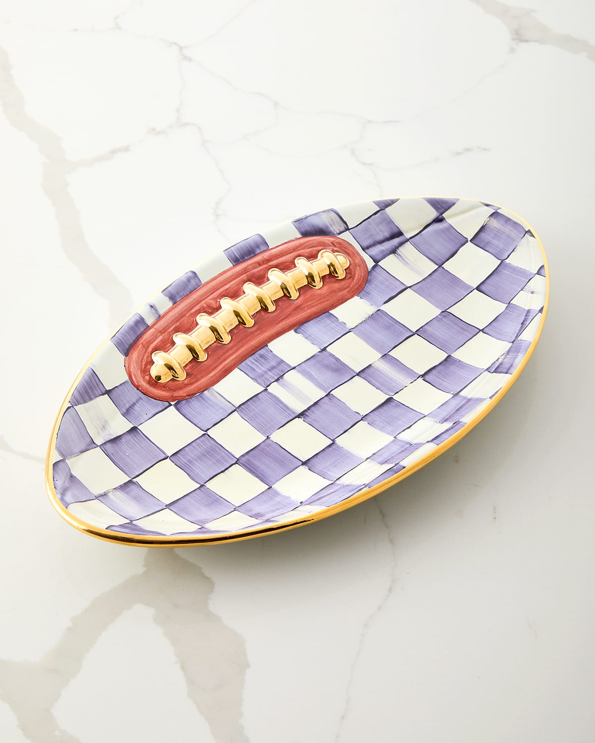 Mackenzie-childs Plum Check Football Platter