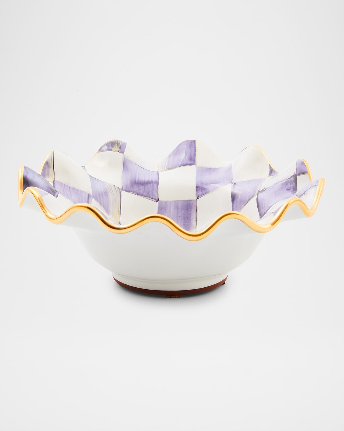 Mackenzie-childs Plum Check Fluted Ceramic Breakfast Bowl