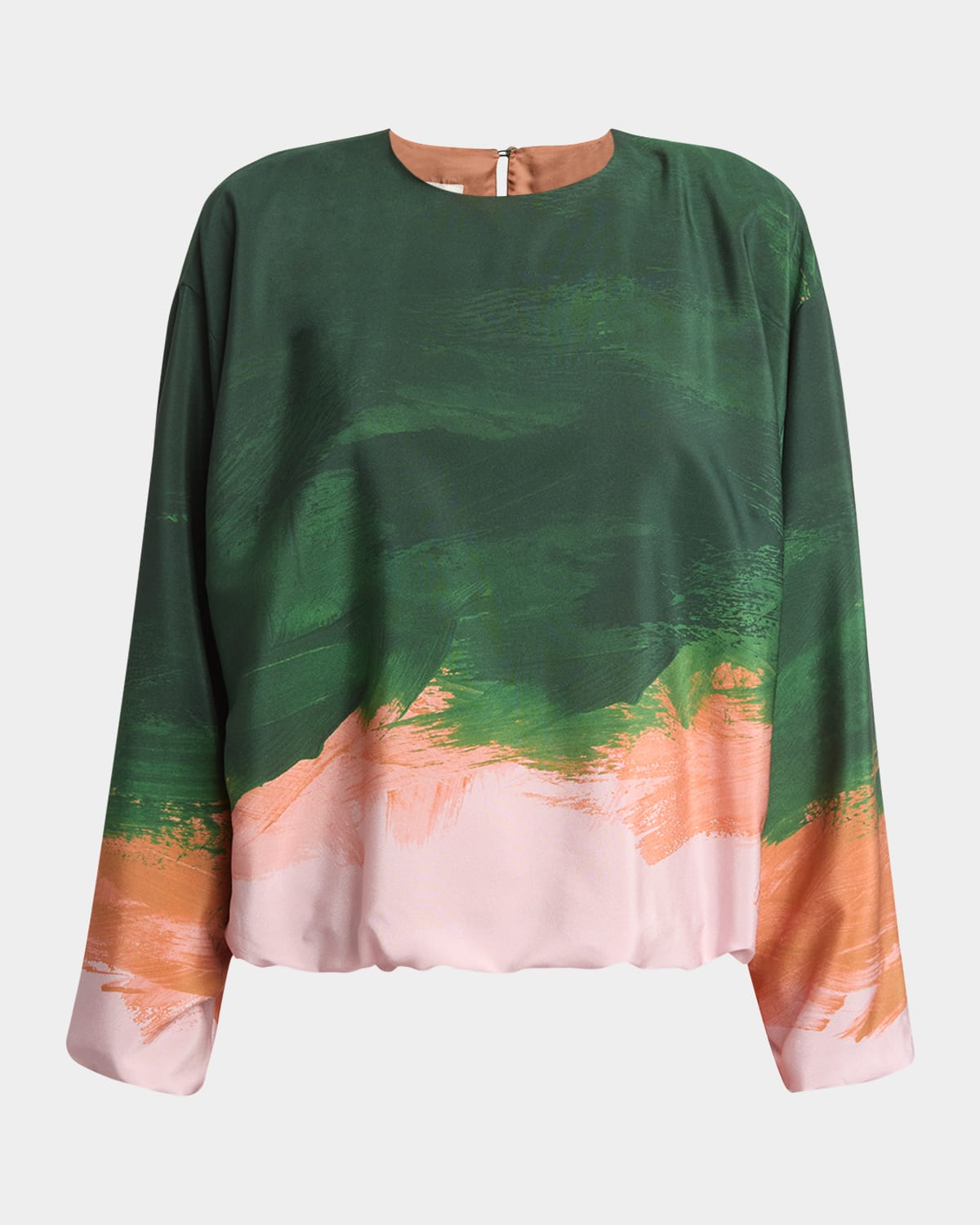 Dries Van Noten Capo Printed Silk-blend Top In Green
