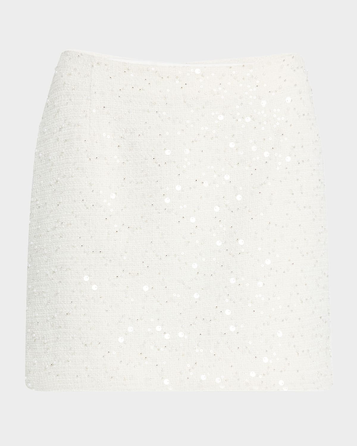 Milly Beaded Tweed Modern Mini Skirt In White