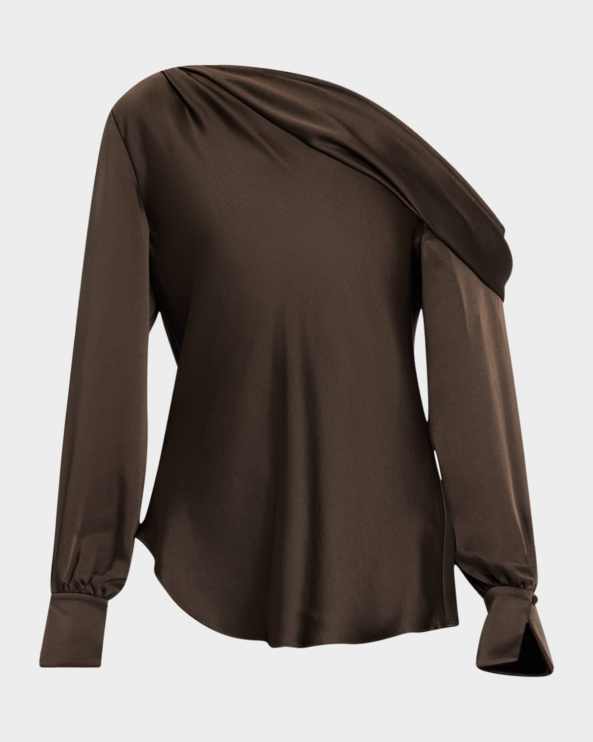 Shop Simkhai Alice Satin One-shoulder Top In Chocolate