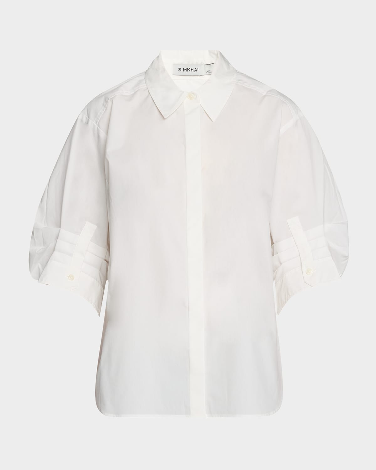 Simkhai Gemma Three Quarter Sleeve Shirt In White In White