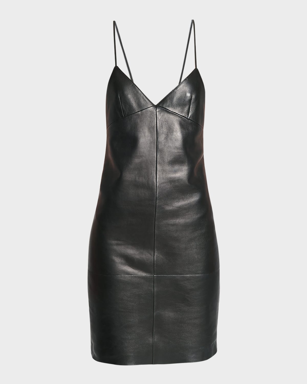 Shop Saint Laurent Sleeveless Leather Backless Dress In Noir