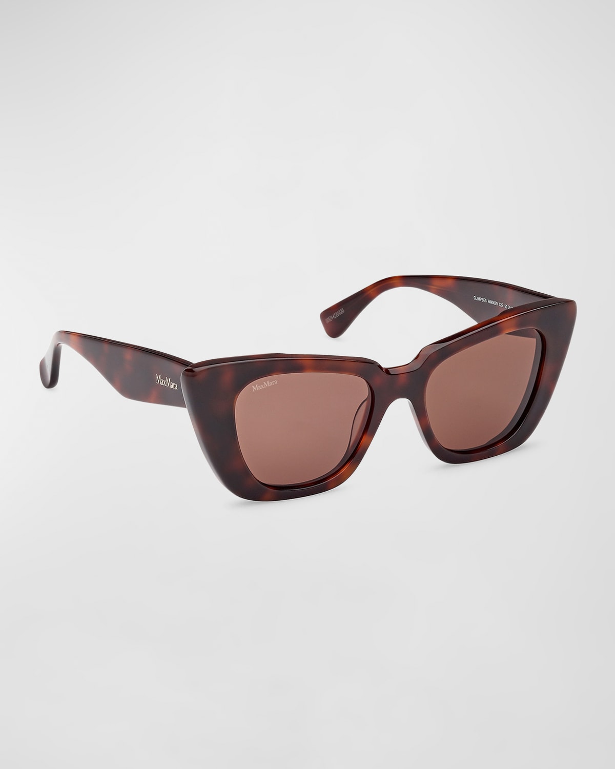 Max Mara Glimpse Tortoise Acetate Butterfly Sunglasses In Dark Havana / Brown