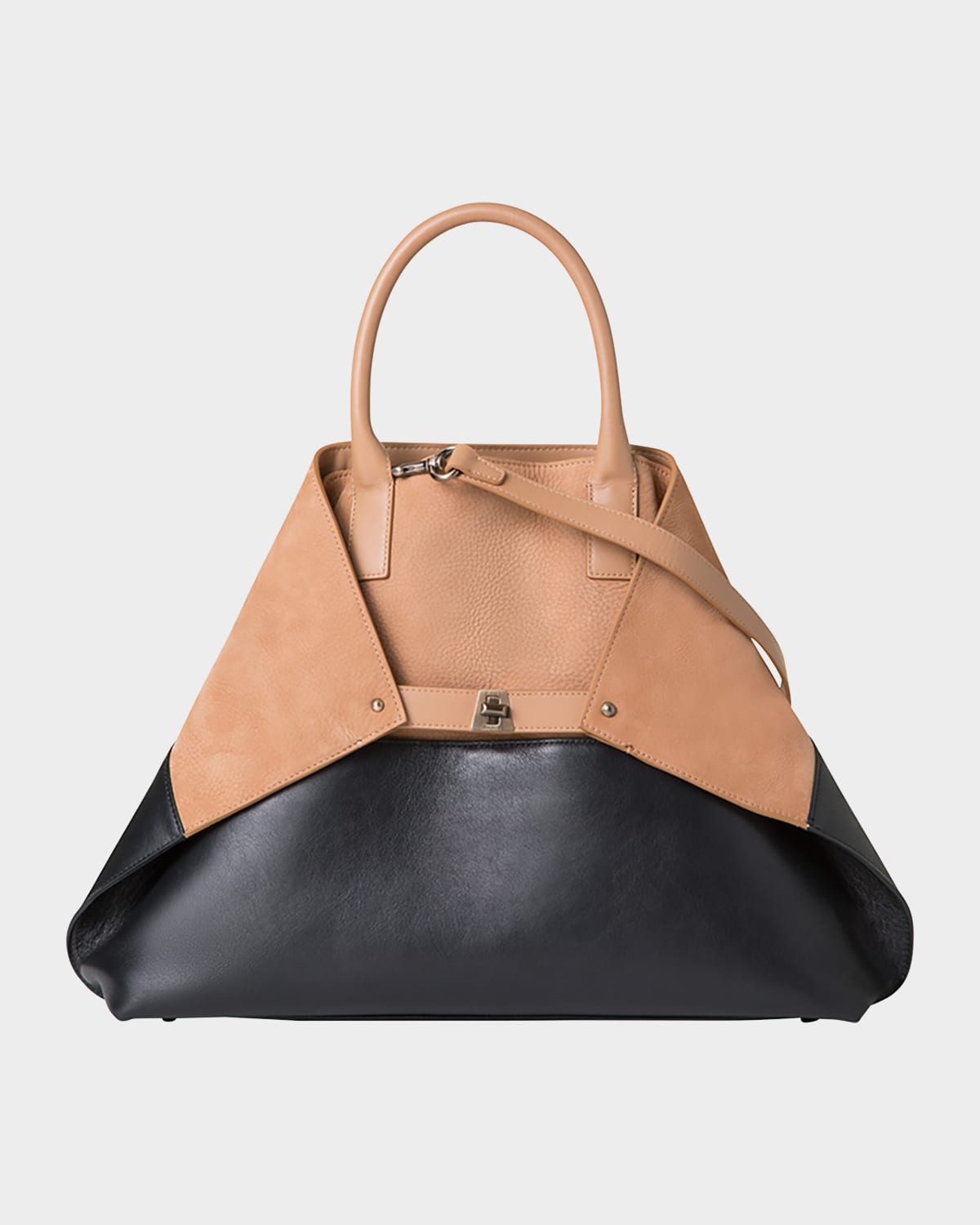 AKRIS AI MEDIUM BICOLOR NUBUCK LEATHER SHOULDER BAG 