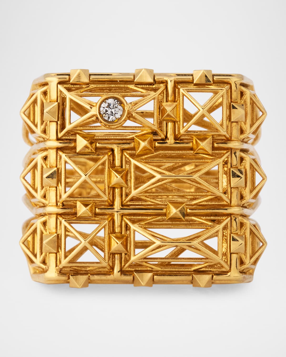 Ink 18K Yellow Gold Square Caged Diamond Ring