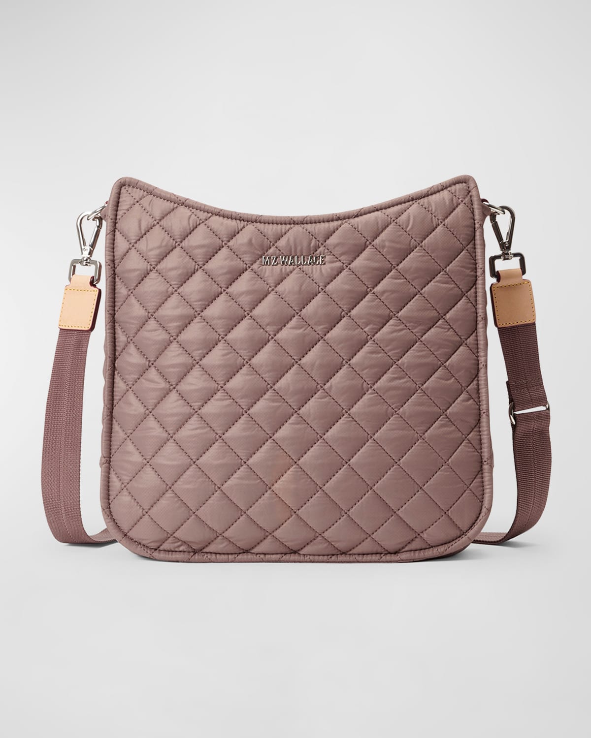 Shop Mz Wallace Box Quilted Nylon Crossbody Bag In Purple