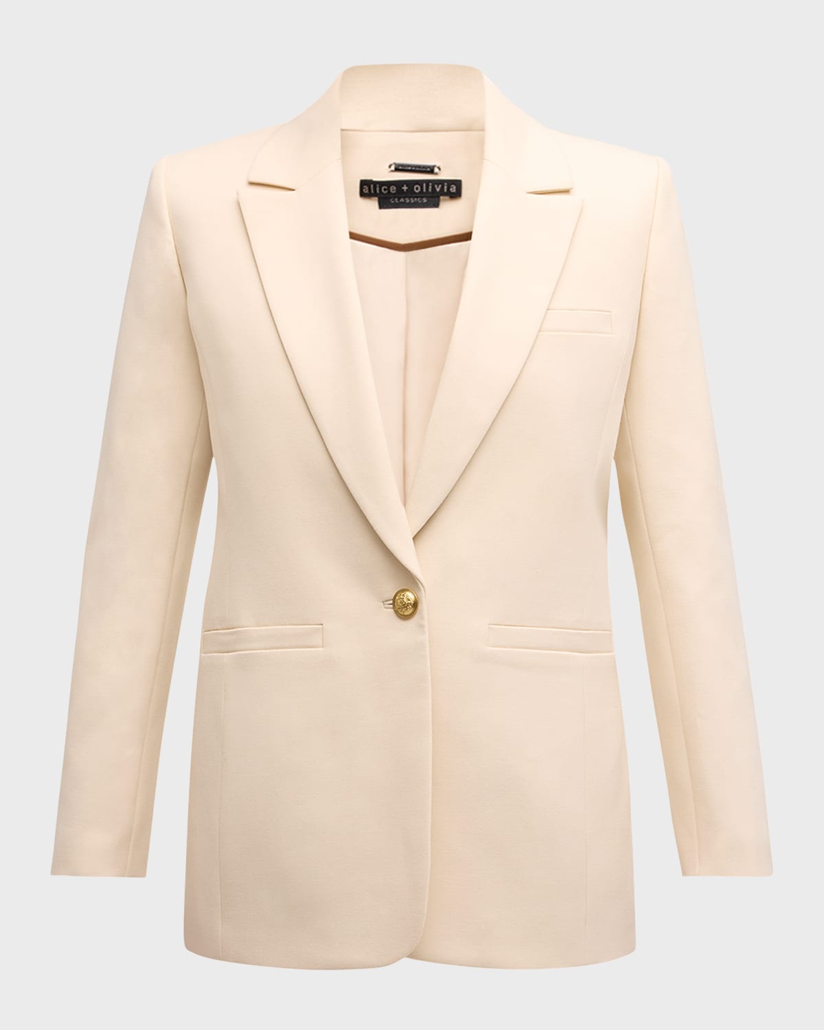 Alice And Olivia Billie Elbow Patch Boxy Blazer In Solid Oatmeal