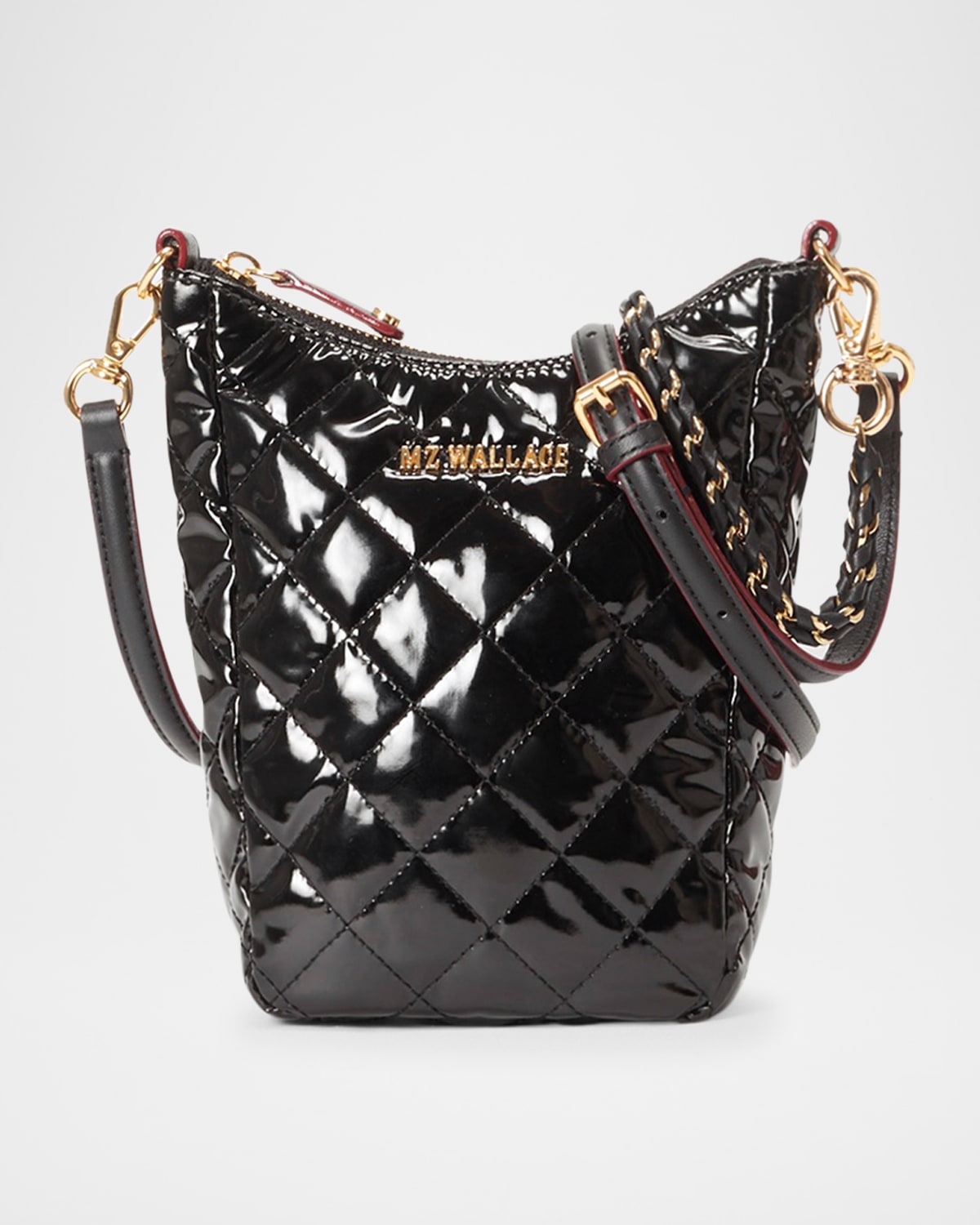Shop Mz Wallace Crosby Go Quilted Patent Crossbody Bag In Black