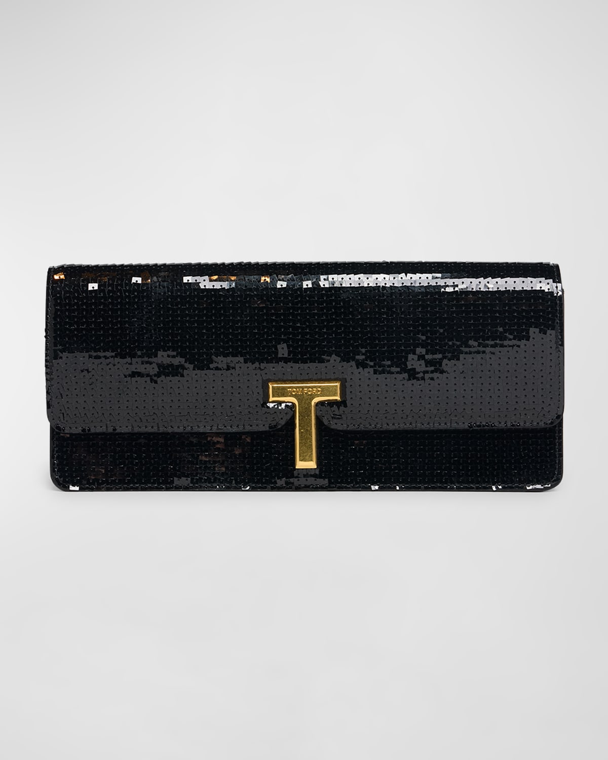 Tom Ford Wallis Sequined Squared Clutch Bag In Black