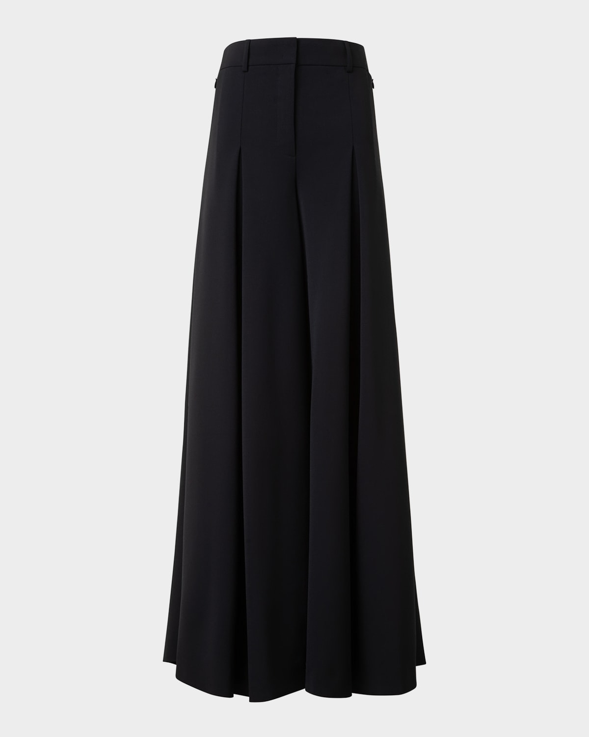 Akris Fiorello Pleated Wide-leg Wool Flannel Pants In Black