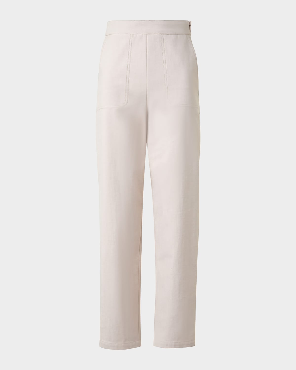 Akris Flynn High Waist Stretch Cotton Twill Ankle Pants In Greige