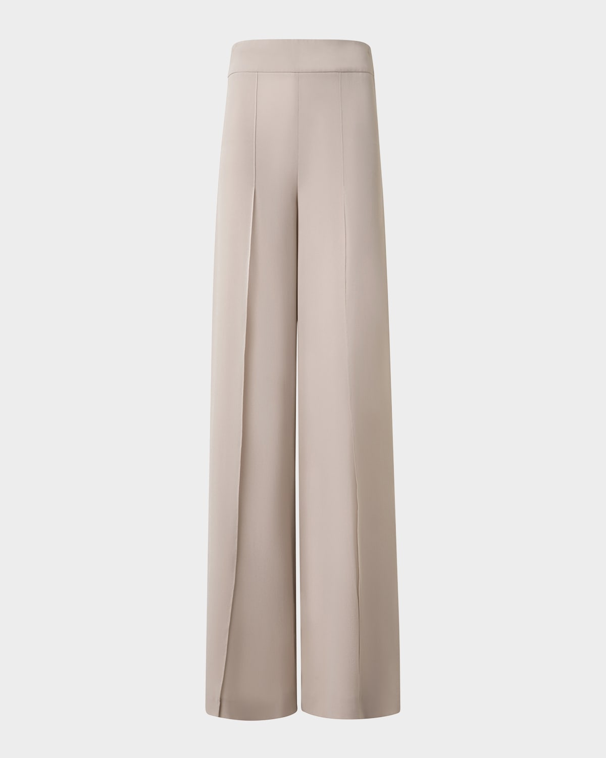Akris Fellia Silk Georgette Wide-leg Slit Pants In Greige