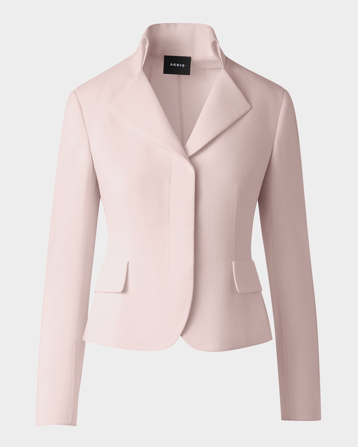 Shop Akris Amber Short Wool Crepe Double-face Jacket In Pale Pink