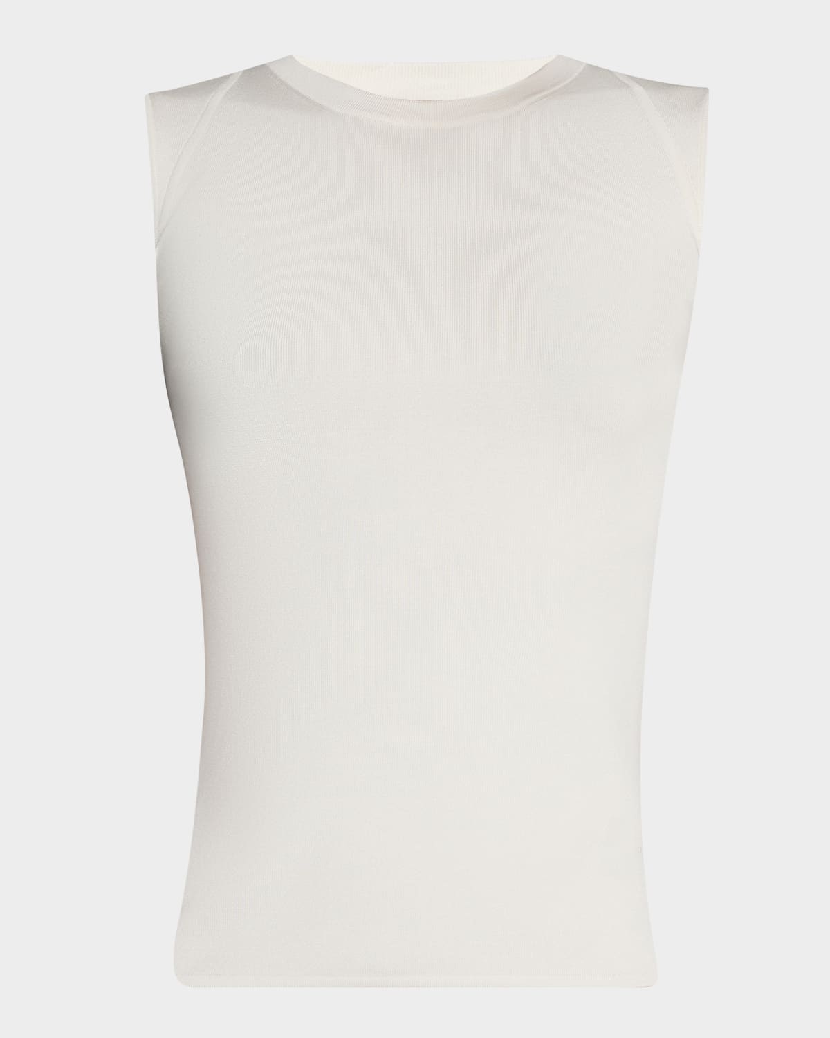 Shop Akris Sleeveless Fitted Silk Stretch Knit Top In Ecru
