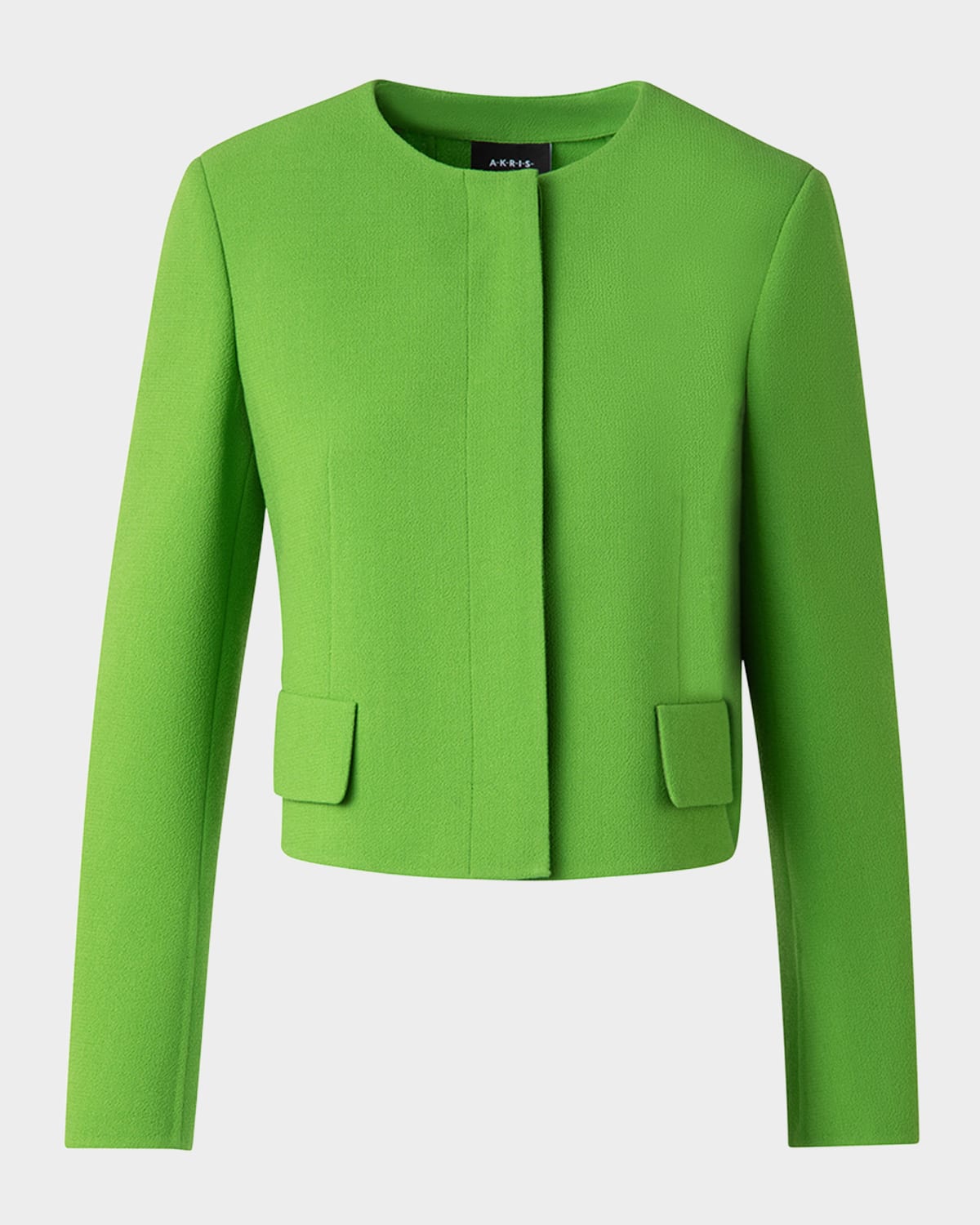 Akris Adriana Short Wool Crepe Jacket In Grass Green
