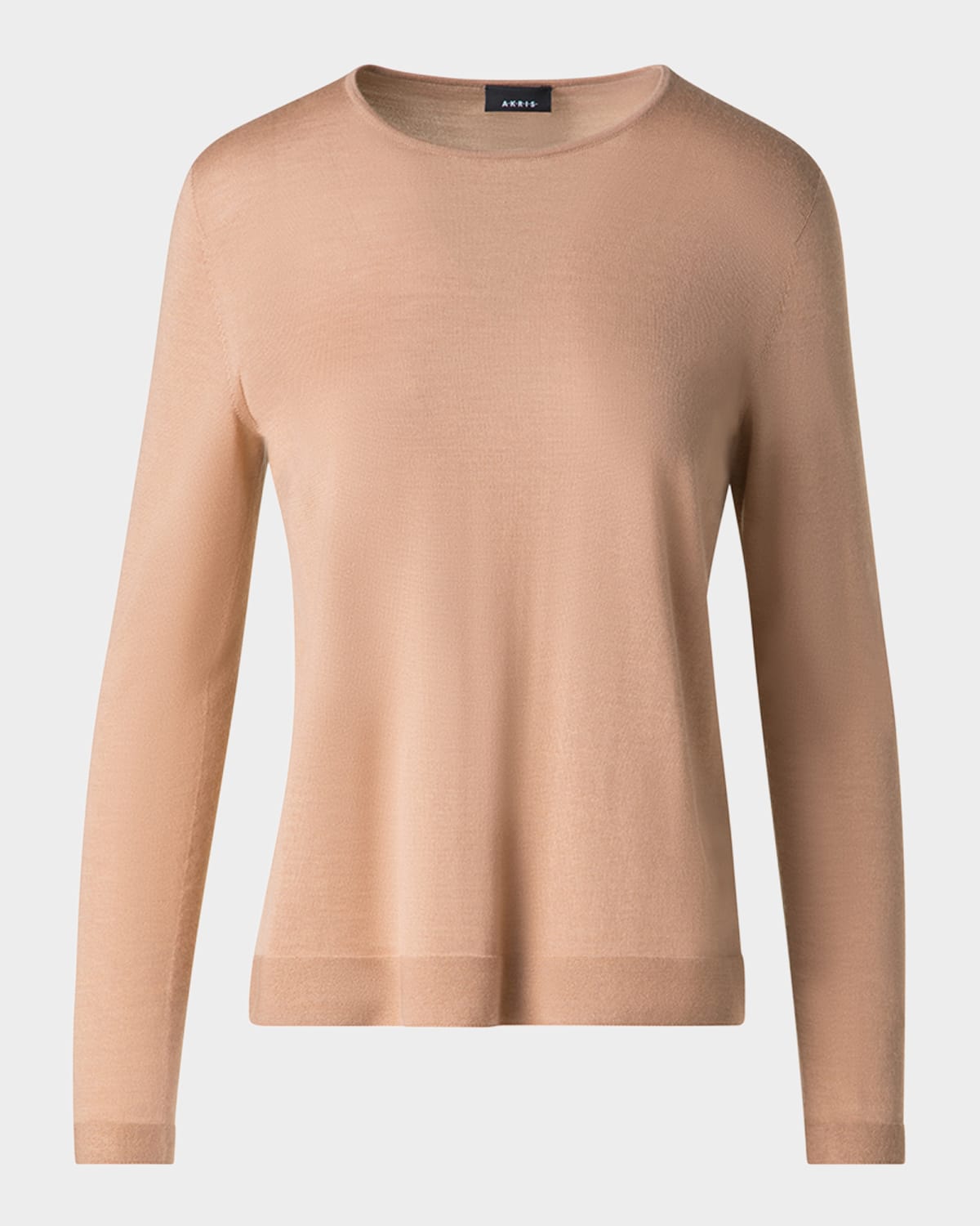 Shop Akris Seamless Cashmere-silk Crewneck Sweater In Cuoio