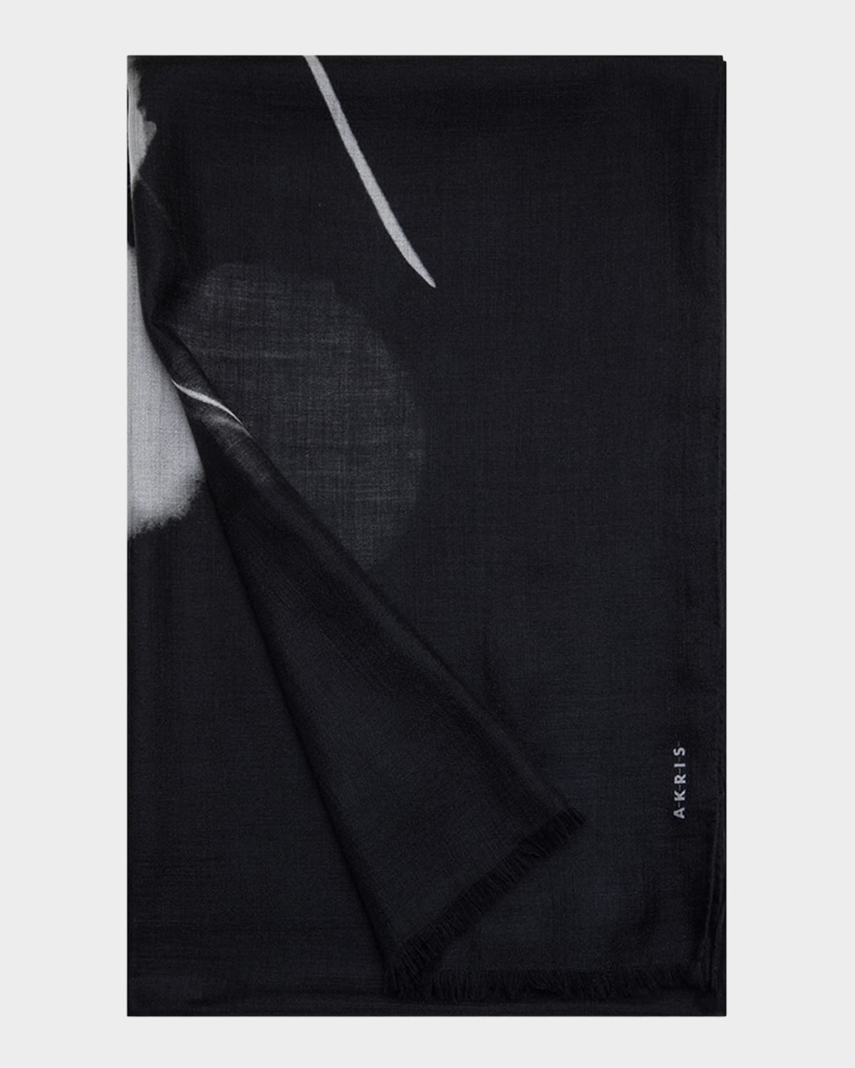 AKRIS WINDFLOWER PRINT CASHMERE-SILK SCARF 