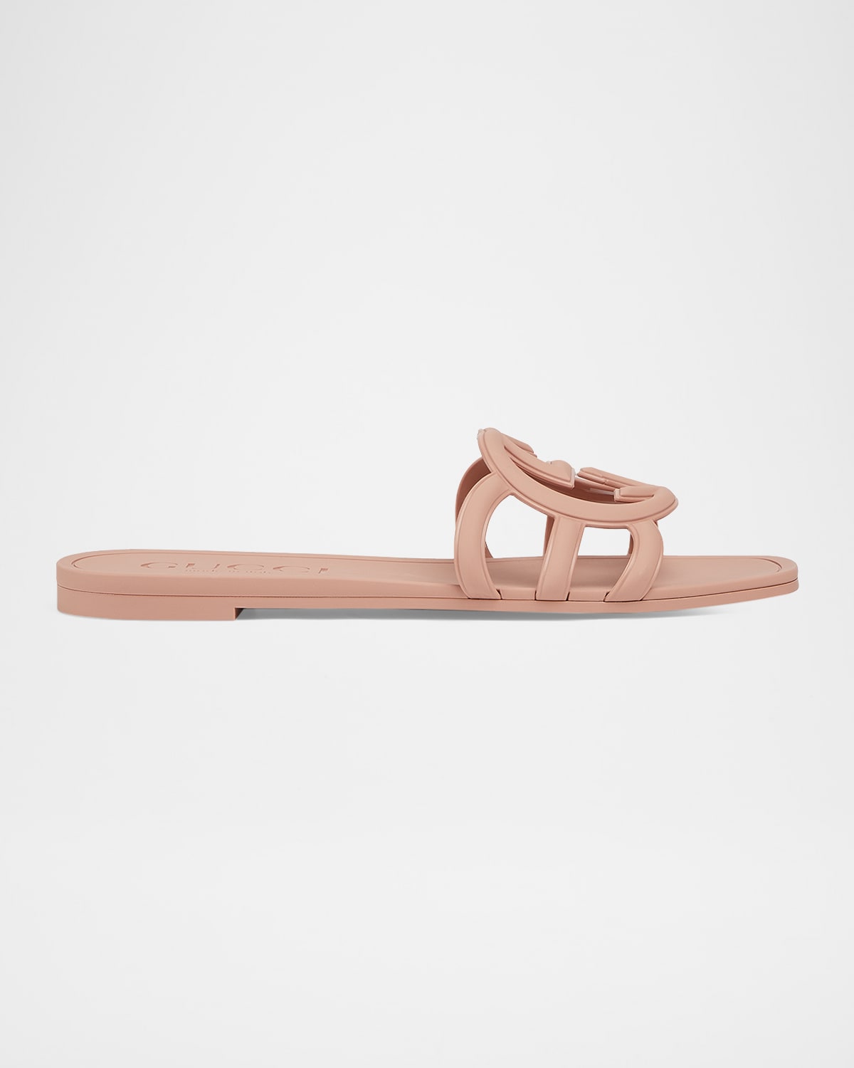 GUCCI PALMA GG RUBBER FLAT SLIDE SANDALS 