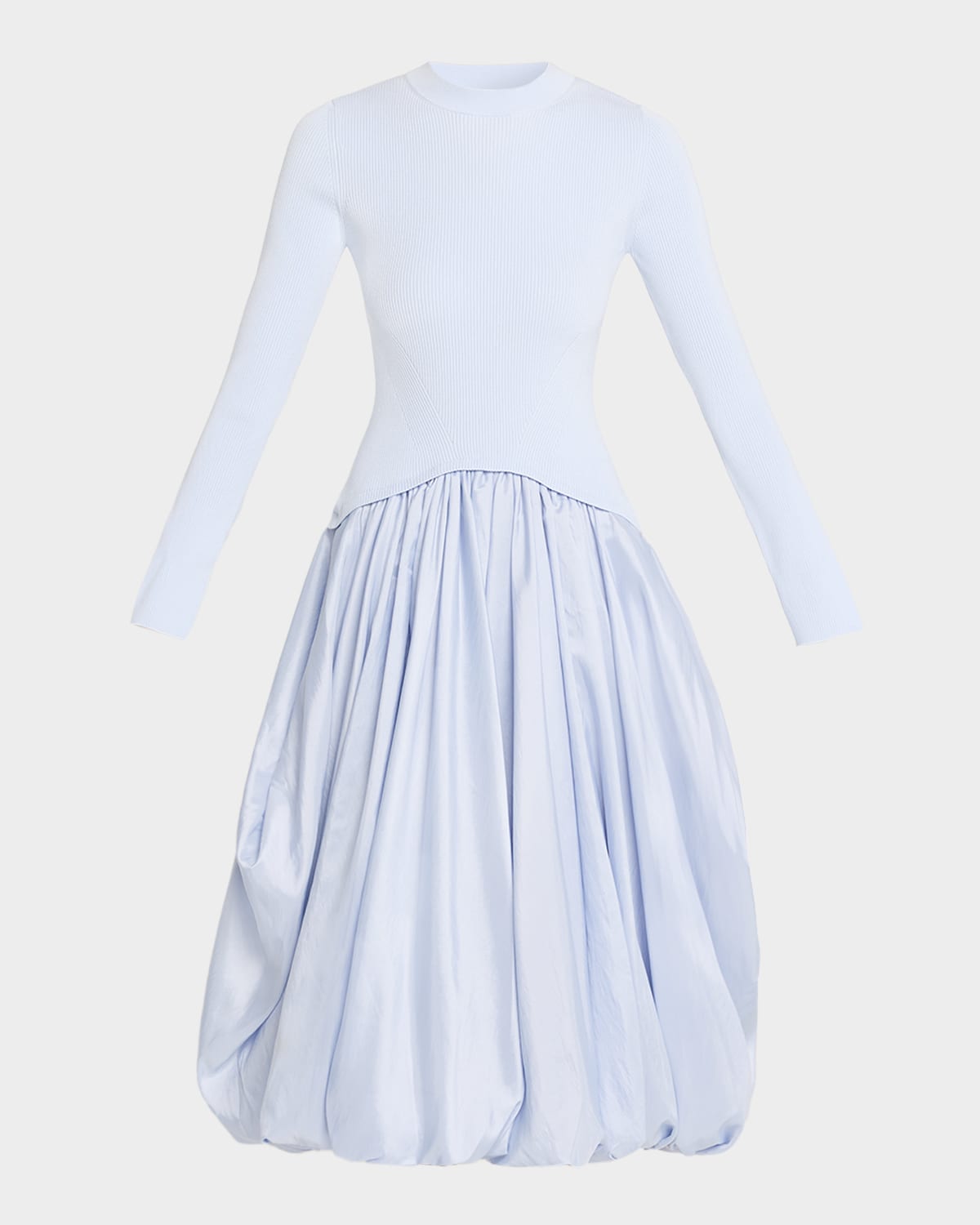 Simkhai Kenlie Long-sleeve Bubble Midi Dress In Blue