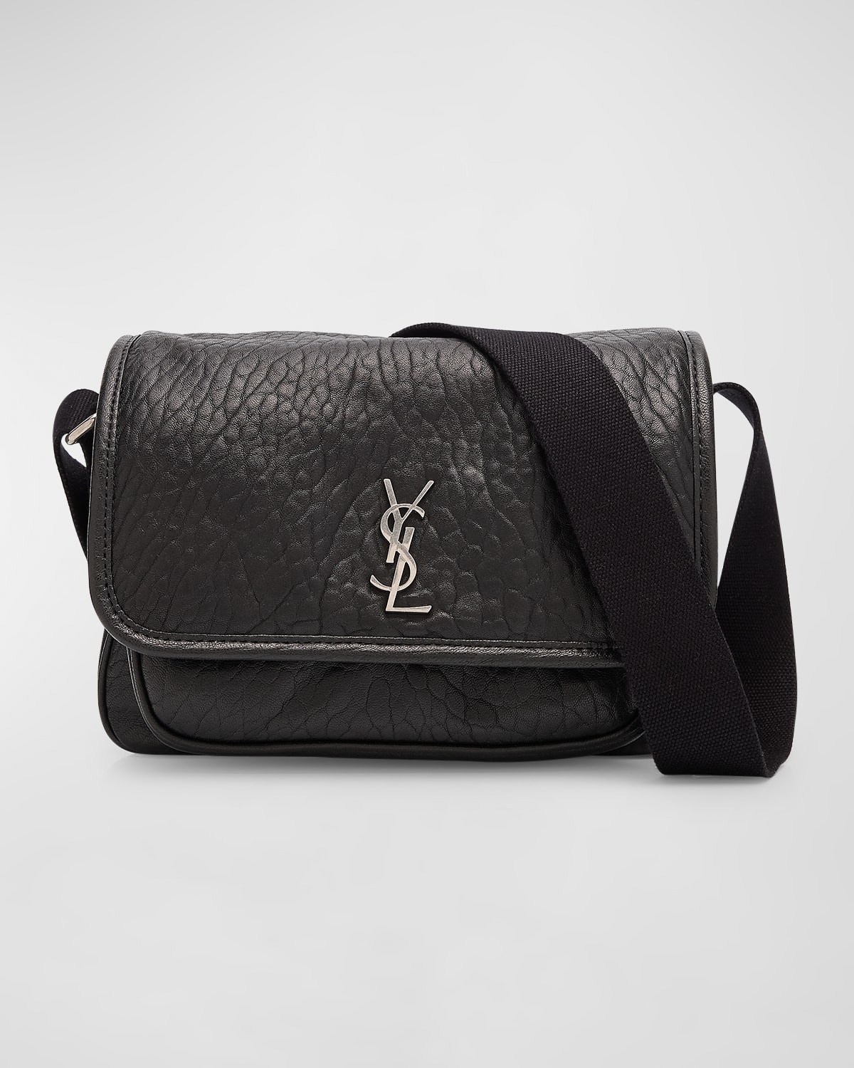 Saint Laurent Men's Niki Small Messenger Bag In Grained Lambskin In Black