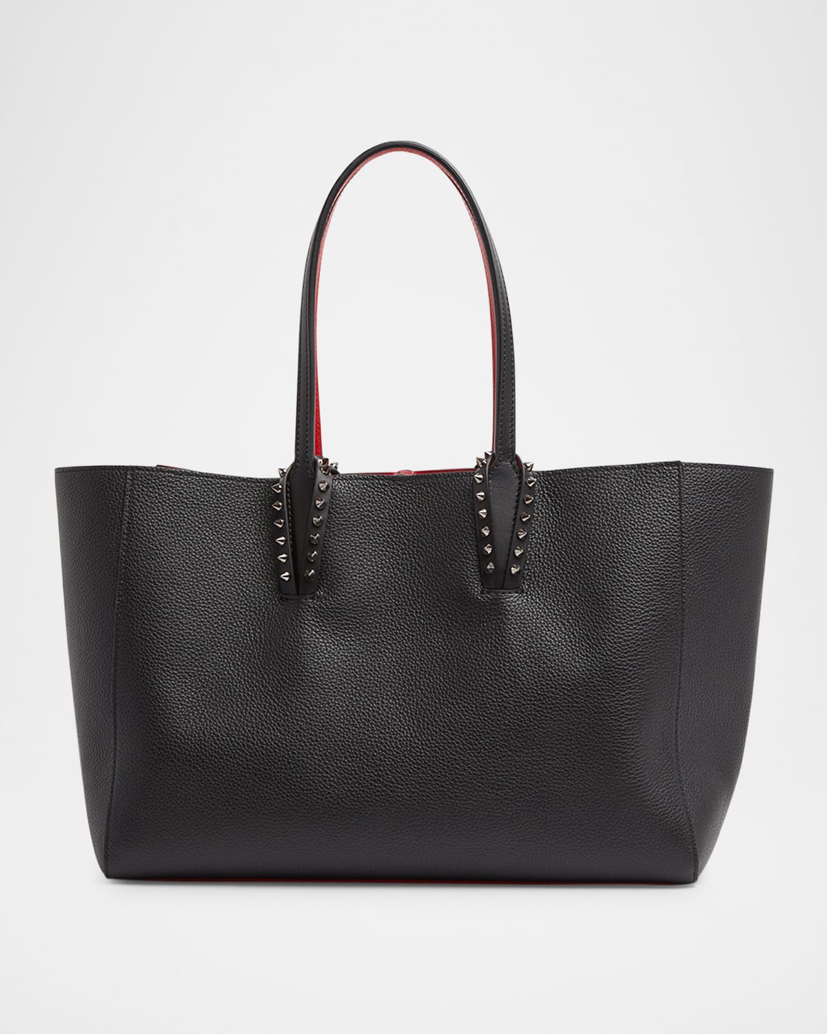 Christian Louboutin Cabata Soft Small Tote Bag In Grained Leather In Black/gunmetal