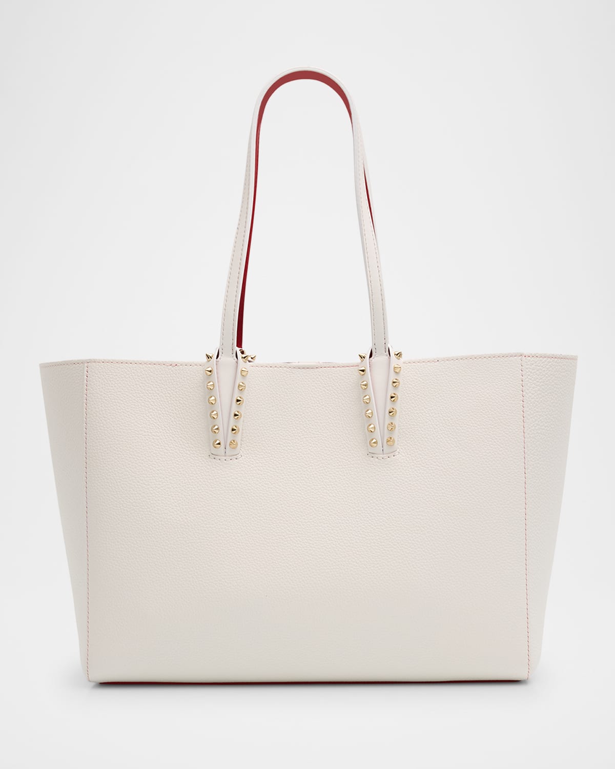 Christian Louboutin Cabata Soft Small Tote Bag In Grained Leather In Bianco