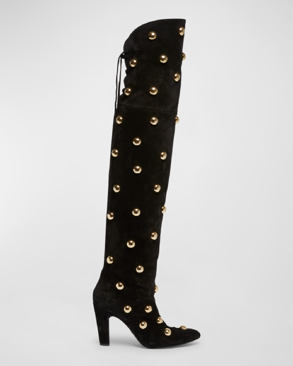 Shop Chloé Eve Suede Stud Over-the-knee Boots In Black