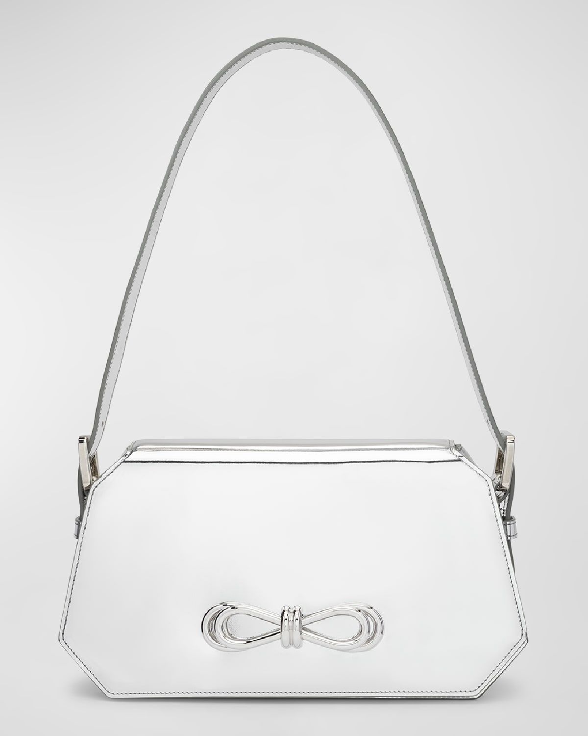 Bow Metallic Leather Shoulder Bag
