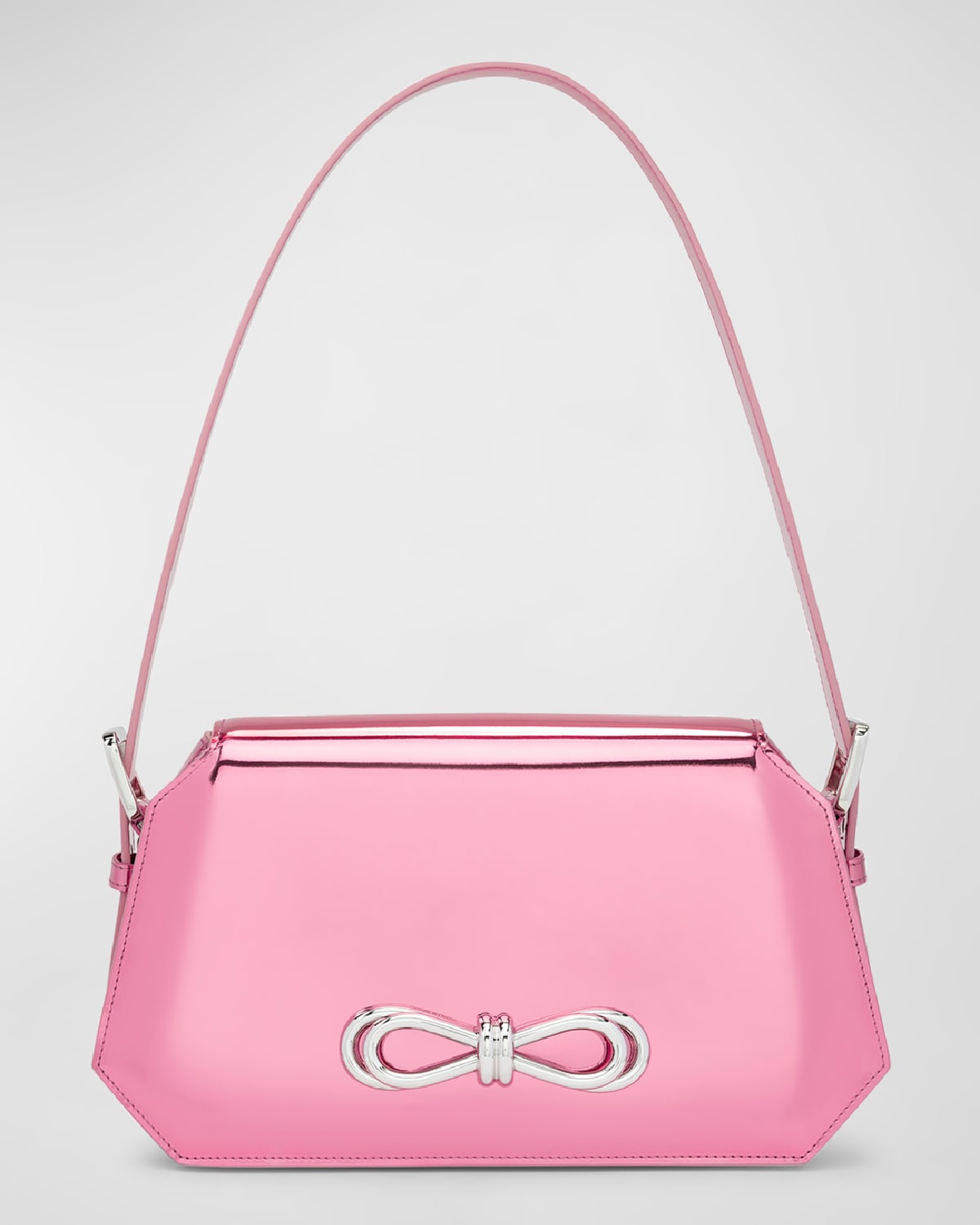 Bow Metallic Leather Shoulder Bag