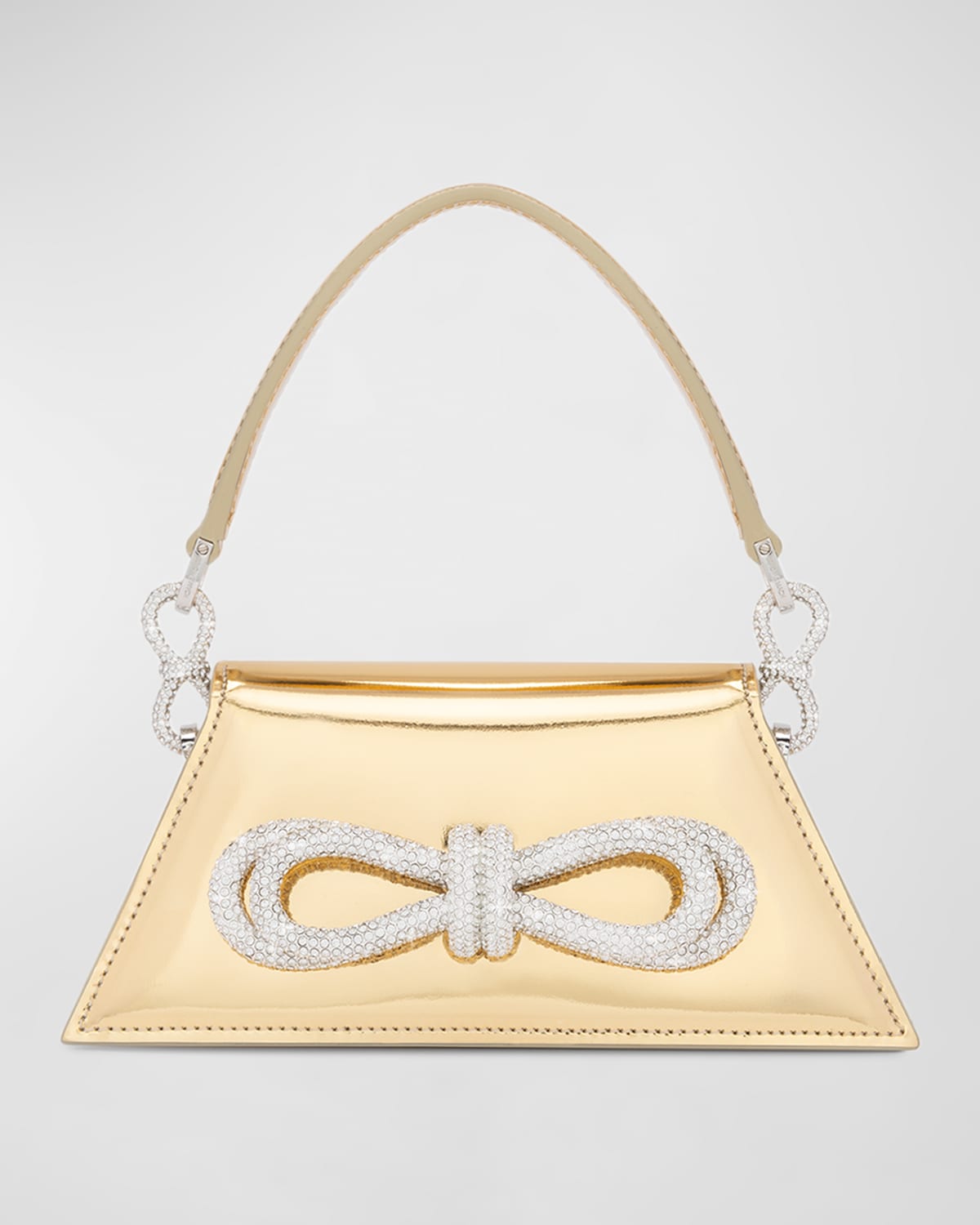 Samantha Bow Metallic Leather Top-Handle Bag