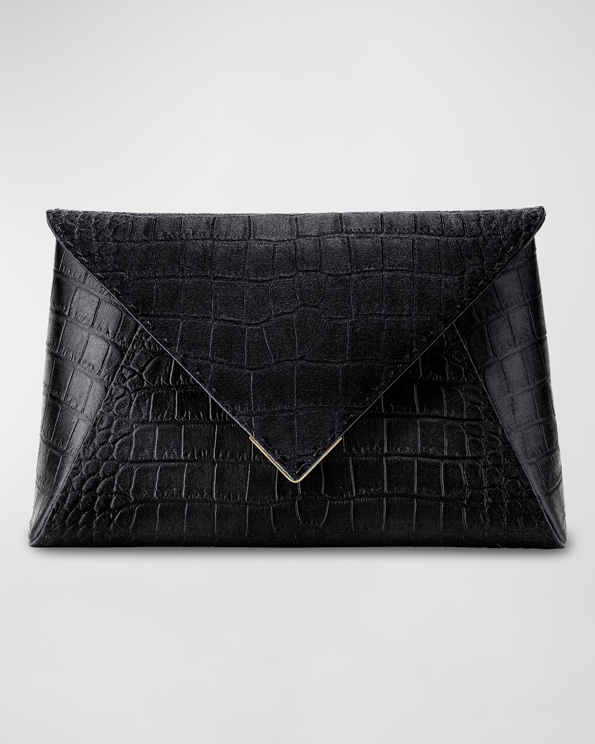 Lee Large Croc-Embossed Pouchette Clutch Bag