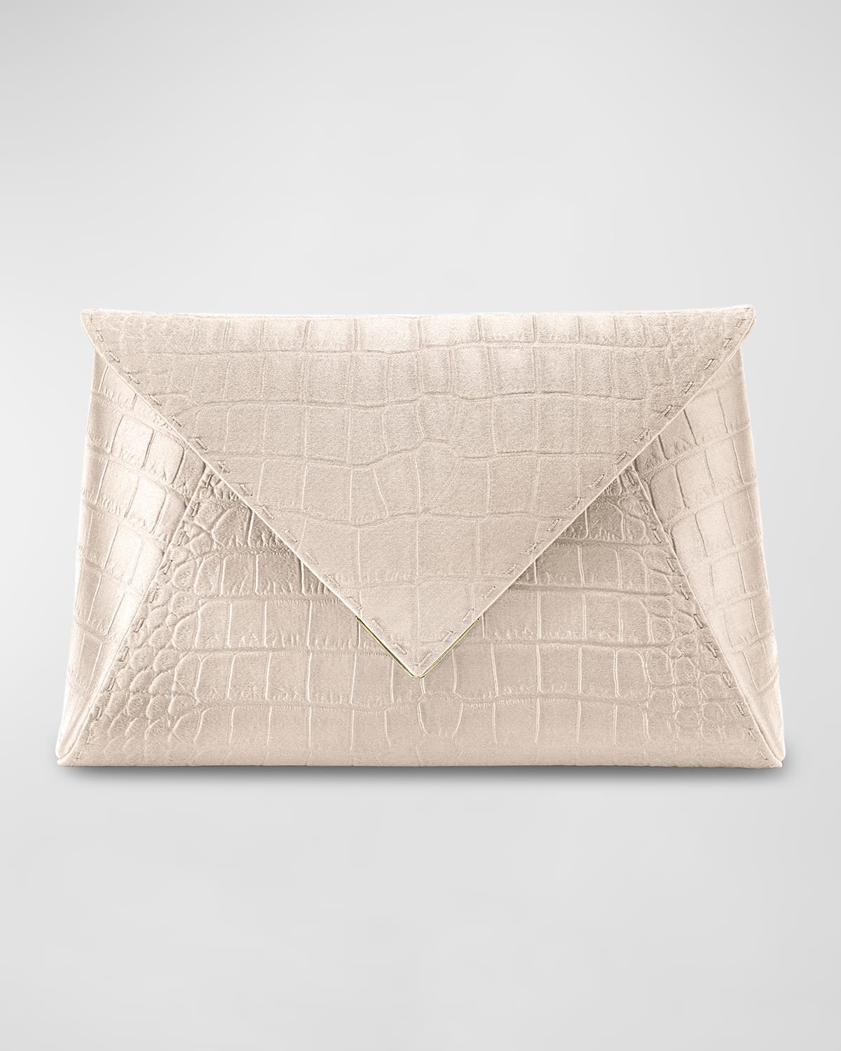 Lee Large Croc-Embossed Pouchette Clutch Bag