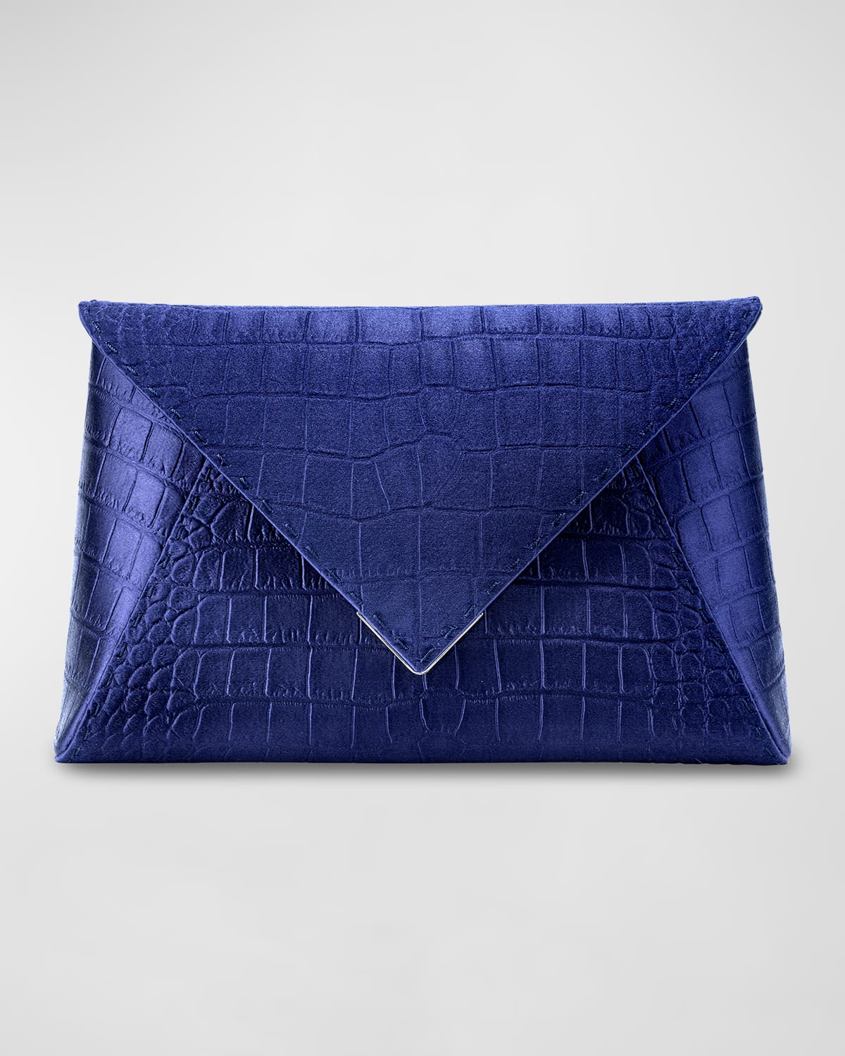 Lee Large Croc-Embossed Pouchette Clutch Bag
