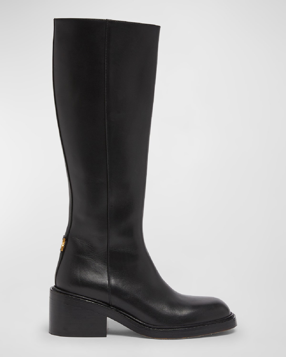Chloé Leather High Boots With Embossed Stitches In Black