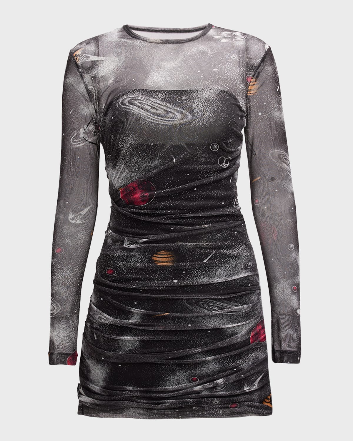Printed Long-Sleeve Mini Dress