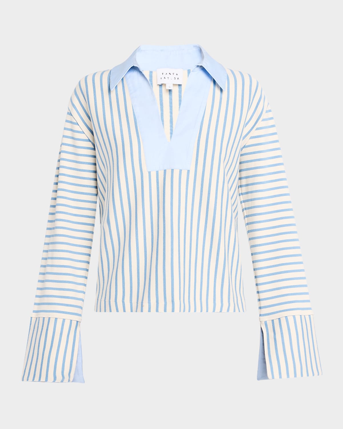 Whitney Rugby Stripe Collared V-Neck Top