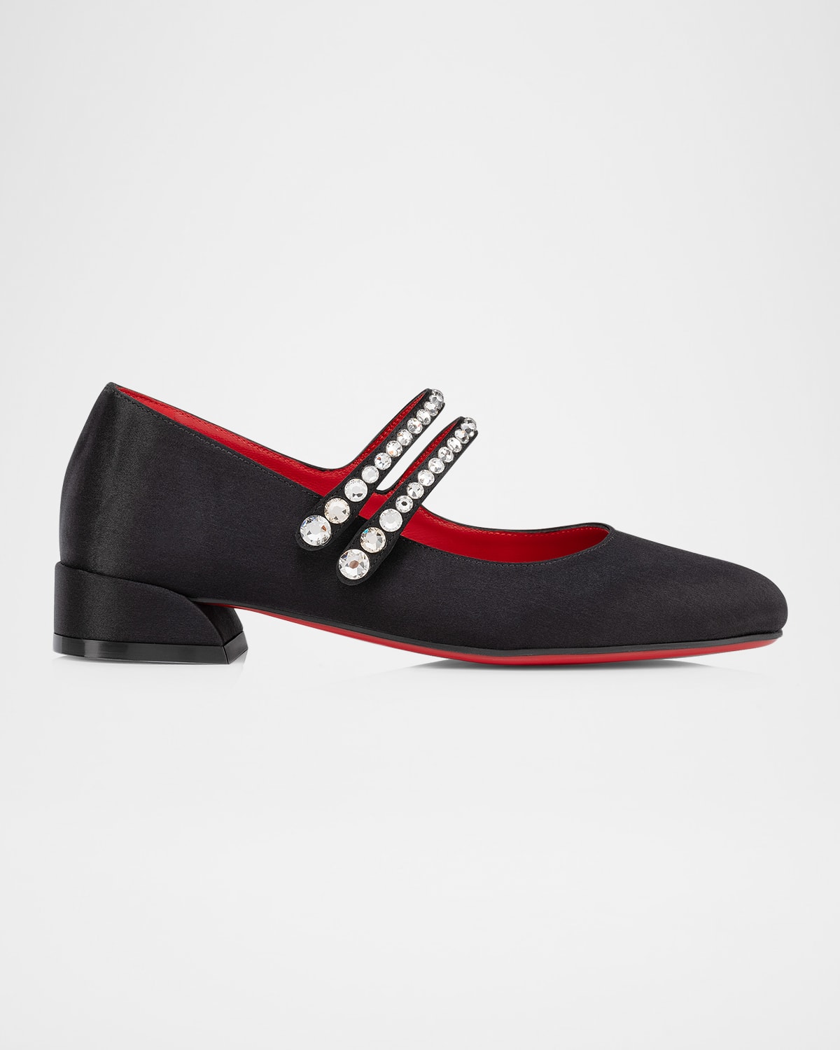Christian Louboutin Girl's Jane Fille Strass Ballerina Flats, Toddlers/kids In Blacklin Loubi