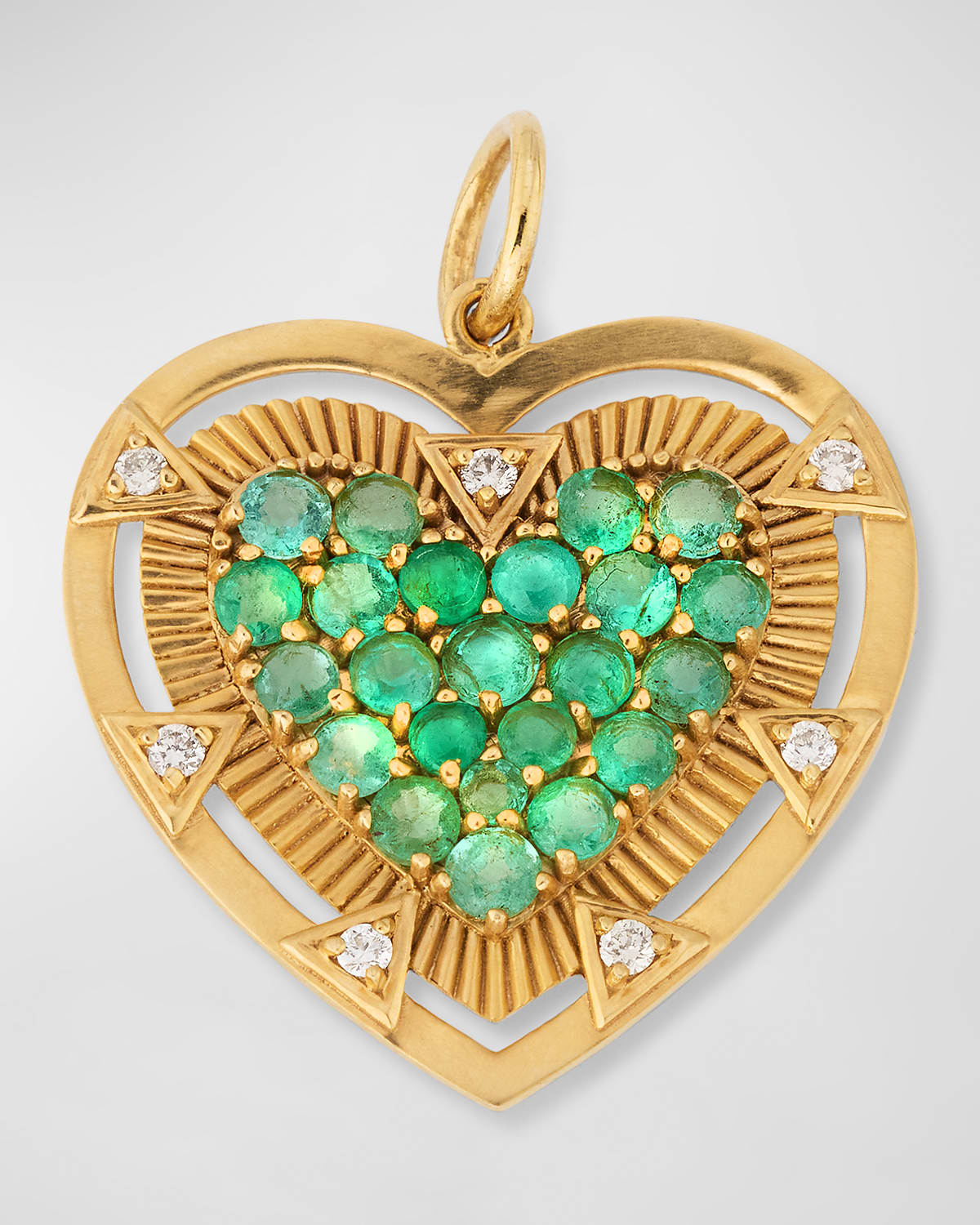 14k Yellow Gold Emerald Heart Charm